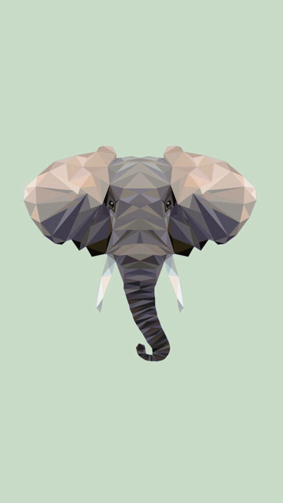 Geometric Elephant Polysphere Wallpaper in Earthy Tones