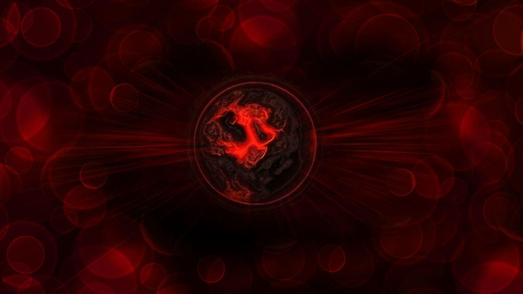 Captivating Red Abstract Wallpaper with Bokeh & Glowing Sphere