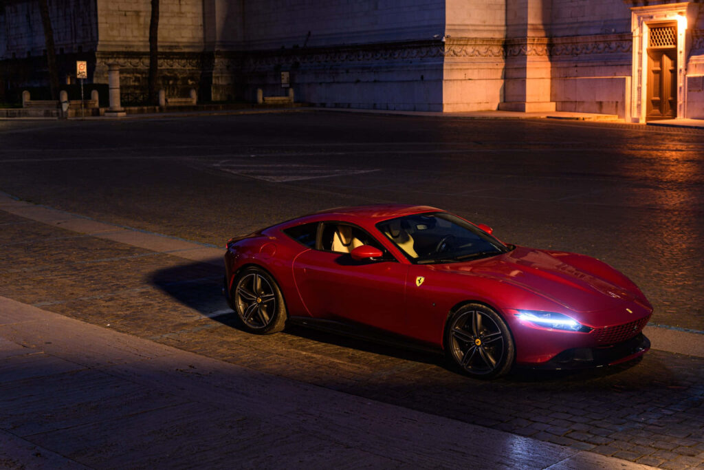 Urban Elegance: Unleashing the Thrills of Ferrari Roma's Innovative Design and Performance Wallpaper
