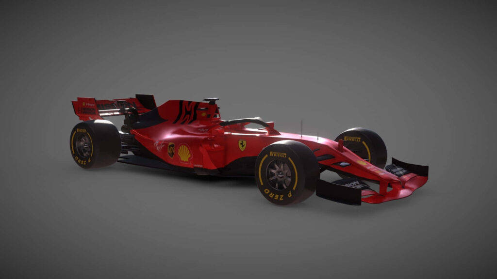Revving up the Thrills: Captivating HD Shot of a Red Ferrari SF71H in F1 2019 Theme with Stunning Landscape Background Wallpaper