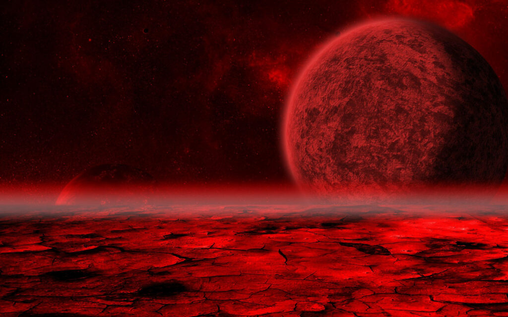 Red and Black Abstract Space-Planet Background Wallpaper