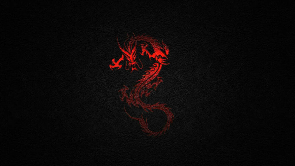 Red and Black Dragon Artwork on Black Background Wallpaper