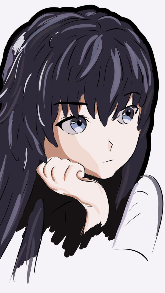 Melancholic Anime Girl Wallpaper: Soft & Expressive Digital Art