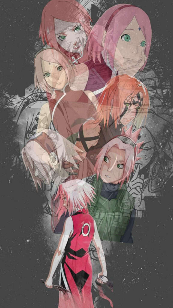 Sakura Haruno Wallpaper: Dynamic Collage of Strength & Growth