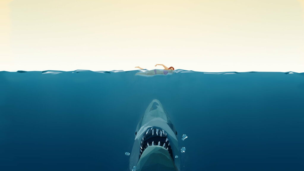 The Tranquil Elegance of Minimalistic Shark Art: A Captivating HD Wallpaper