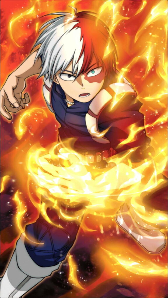 Champion of Dual Flames: HD Wallpaper Depicting Shoto Todoroki from My Hero Academia Anime