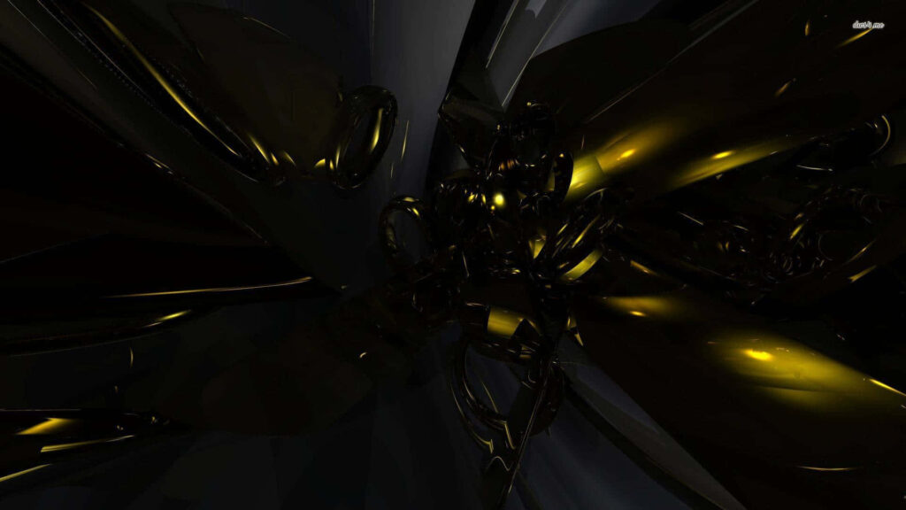 Luxurious Serenity: A Captivating Modern Landscape in Black and Gold Wallpaper