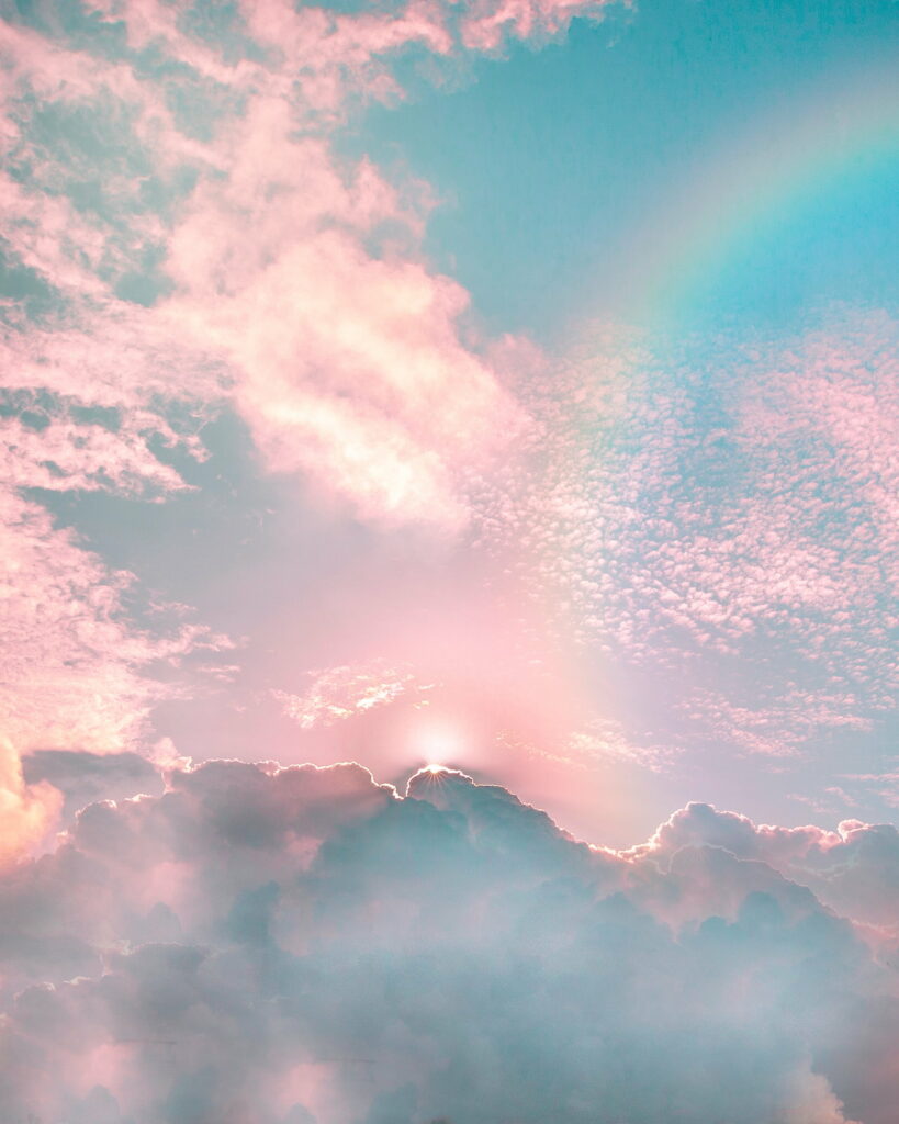 Stunning Sky Wallpaper: Colorful Clouds & Rainbow in HD Background