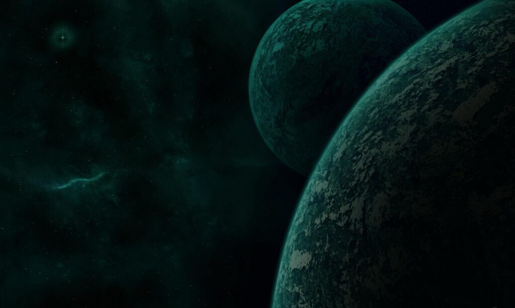 Captivating Space Wallpaper: Two Detailed Planets & Cosmic Darkness