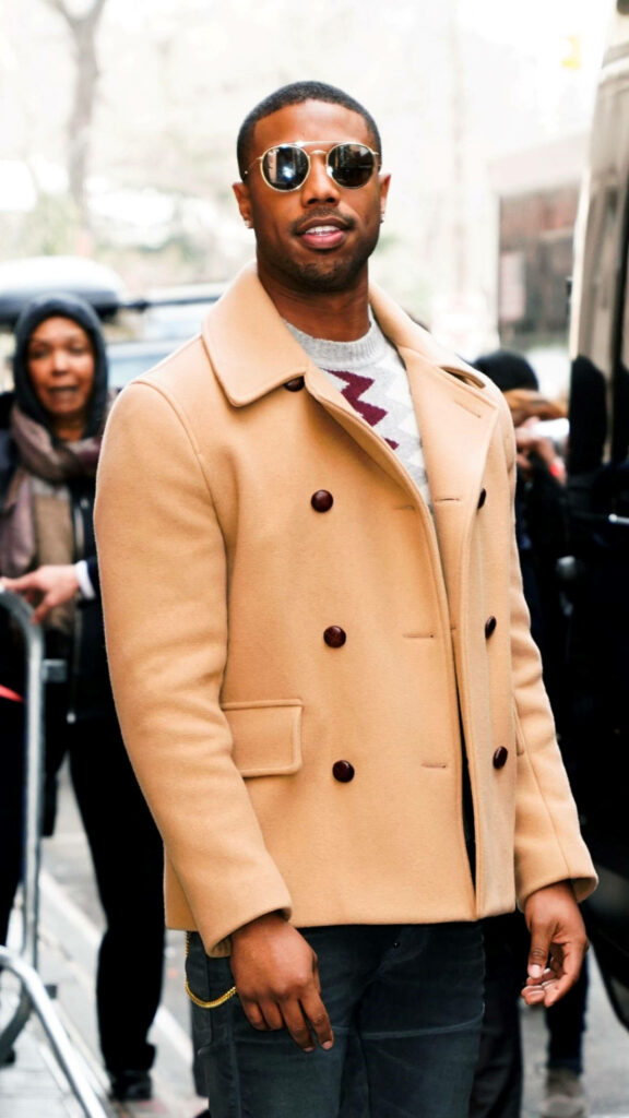 Michael B. Jordan: Captivating Street Style with Autumn Hues Wallpaper