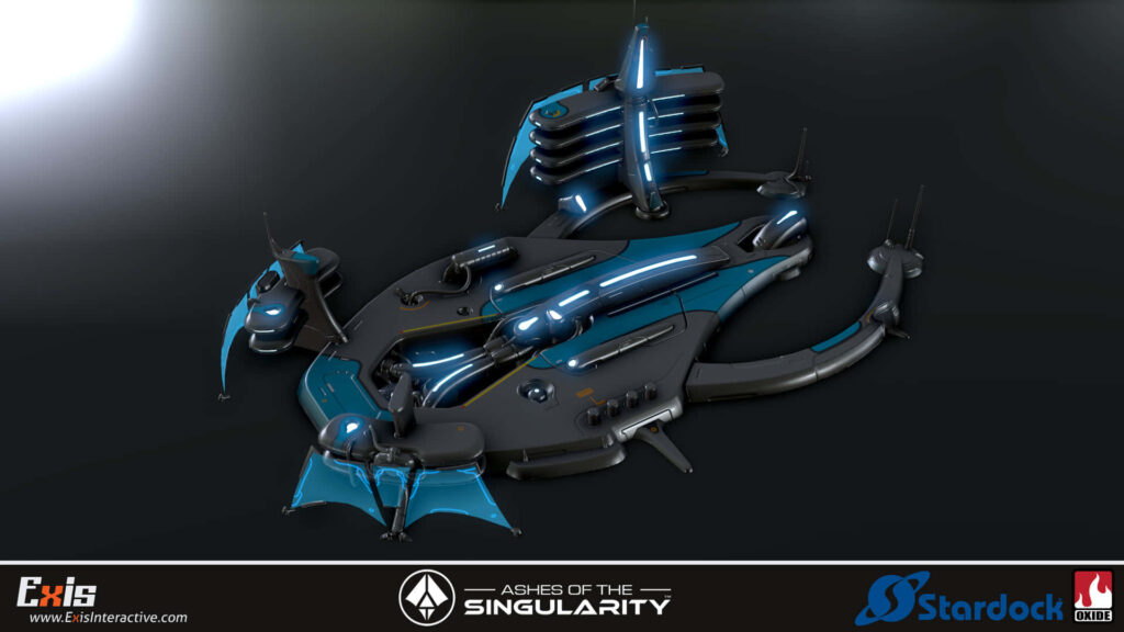 Futuristic blue and silver spacecraft wallpaper from Ashes of the Singularity: Escalation