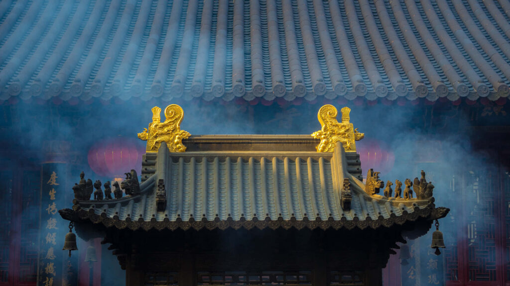 Enchanting Wallpaper: Traditional Chinese Architecture with Golden Roofs