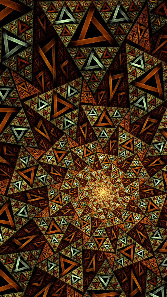 Intricate Fractal Triangle Wallpaper - Earthy Tones & Depth