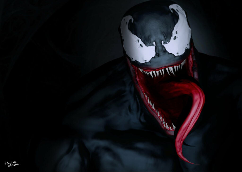 Venom's Ghoulishly Mesmerizing Visage: A Digital Art Showcase for Superhero Enthusiasts on Behance Wallpaper