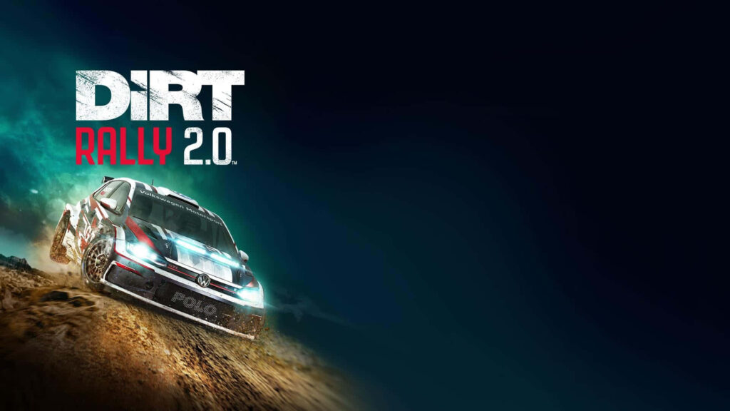 Dirt Rally 2.0 Wallpaper: Rally Car Kicking Up Dust on Gravel Track