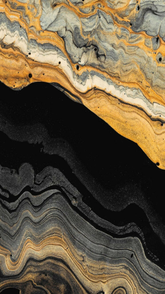 Mesmerizing Black and Gold Wave Patterns: A Stunning Marble Iphone Background Wallpaper