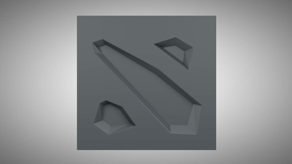 Dota 2 Logo Model: Minimalistic Gray Background Wallpaper