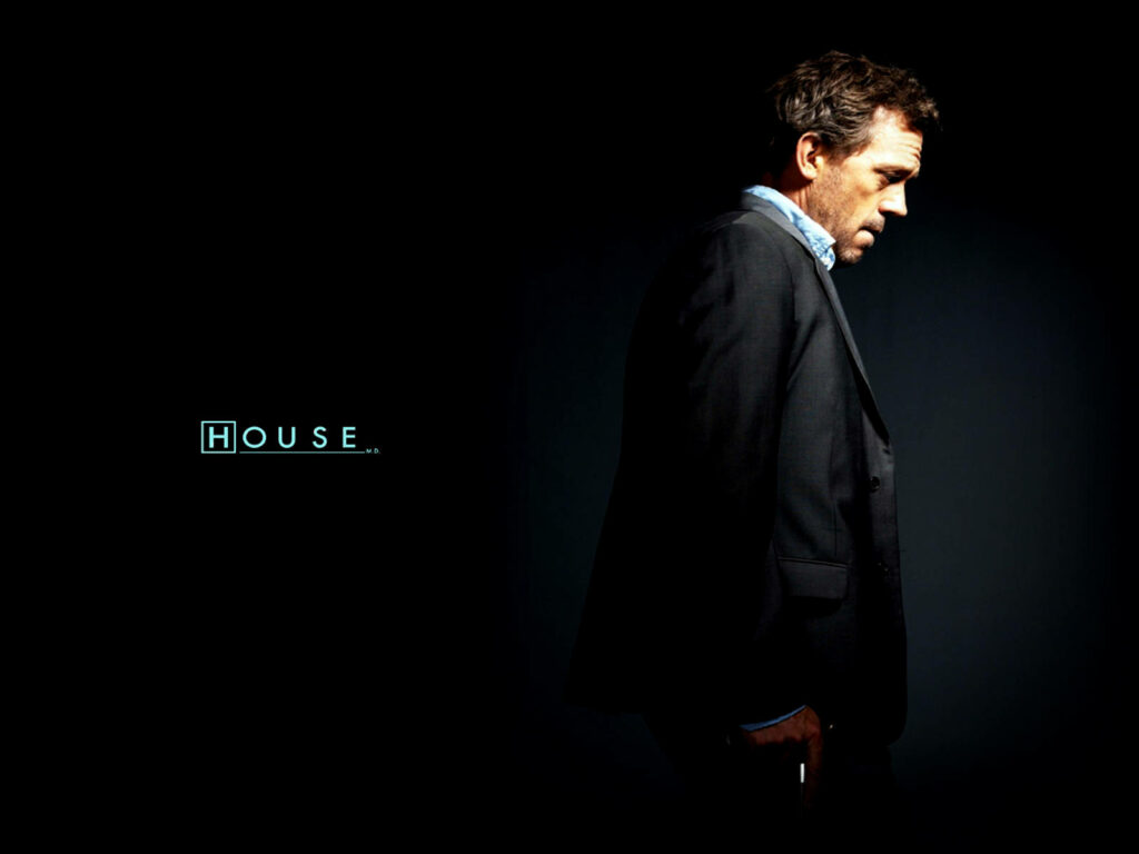 Dark and Compelling: The Enigmatic Dr. House, MD, Captured in a Striking Backdrop Wallpaper