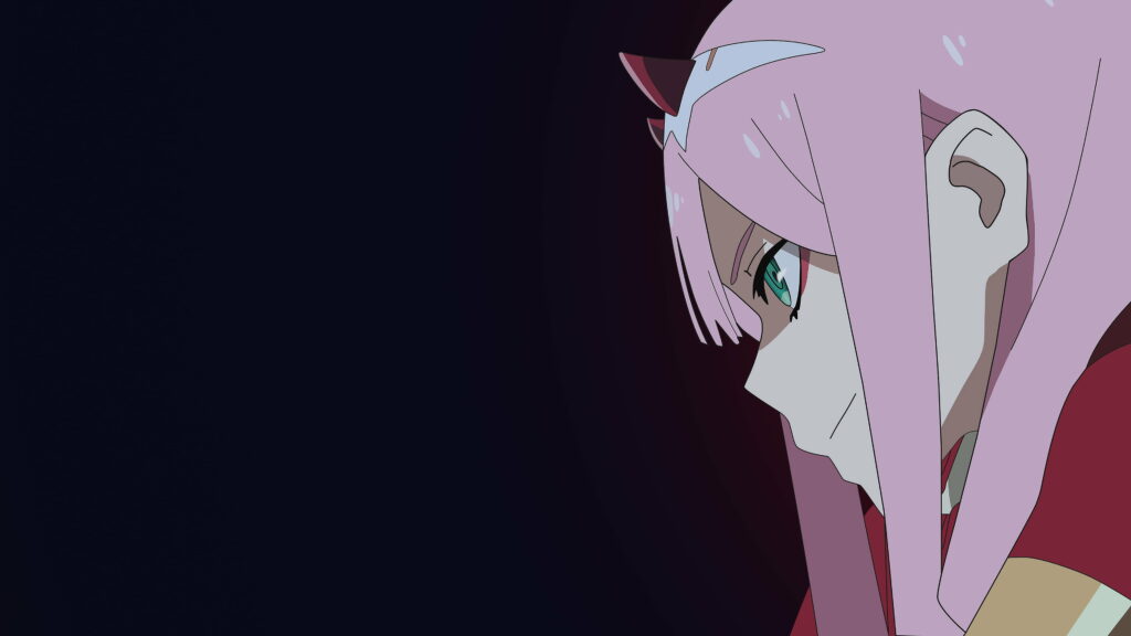 Ethereal Beauty: Zero Two in the Shadows - 4K Anime Wallpaper