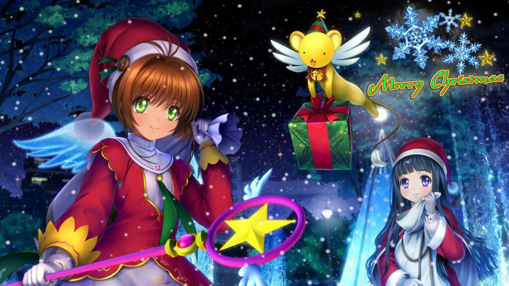 Festive Cardcaptor Sakura Wallpaper: Christmas Magic & Snowy Night