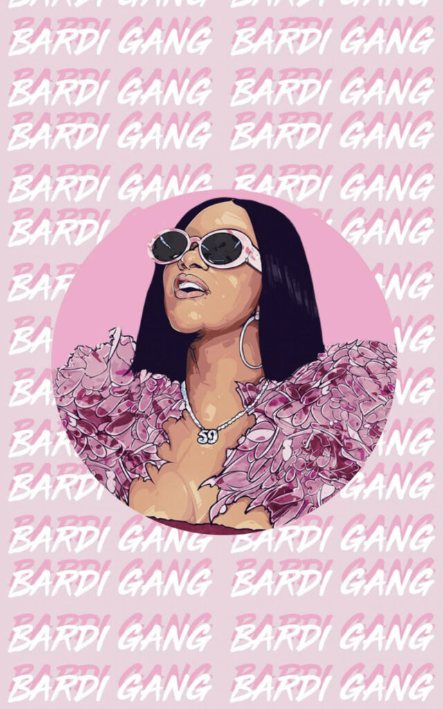 Bold Cardi B Wallpaper: Stylish Pink Bardi Gang Text Background