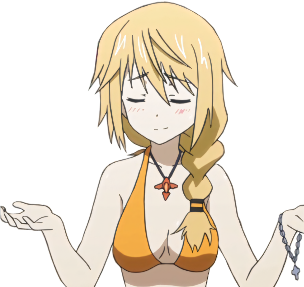Carefree Blonde Character in Orange Bikini - PNG Wallpaper Background
