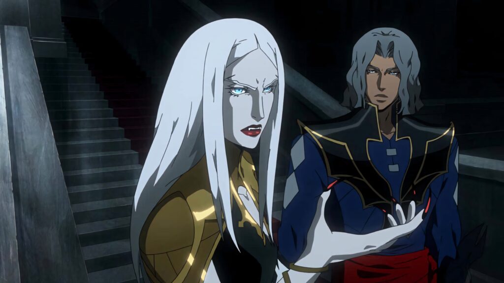 Dark Castlevania Wallpaper: Carmilla & Hector's Tense Discussion