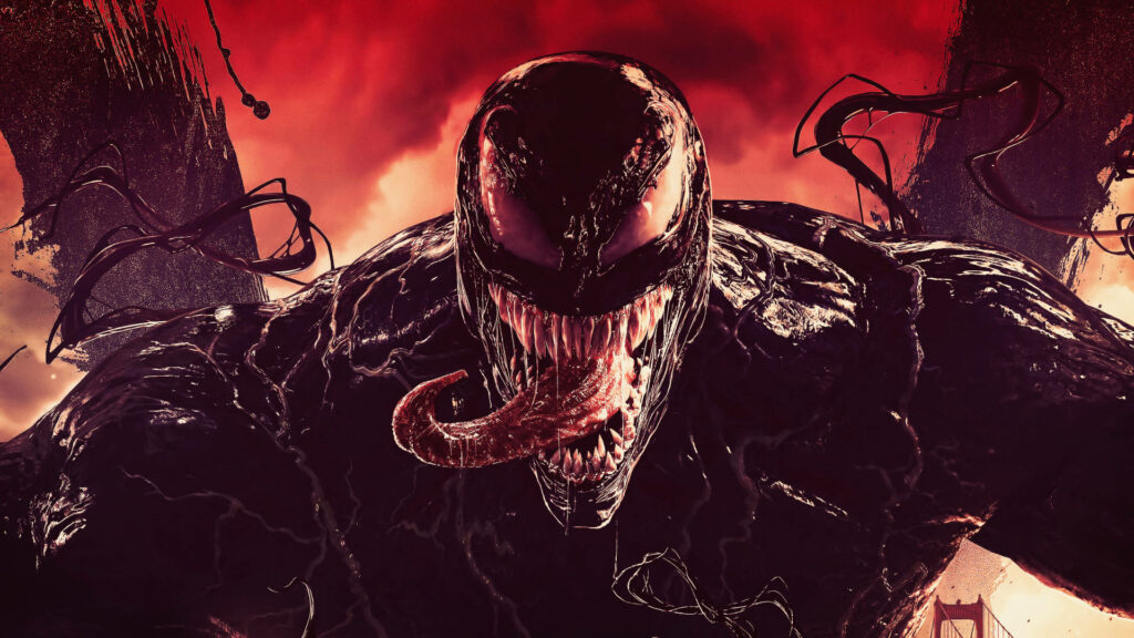 Veiny Visage: A Captivating Snapshot of Carnage's Frightening Countenance as Wallpaper Background