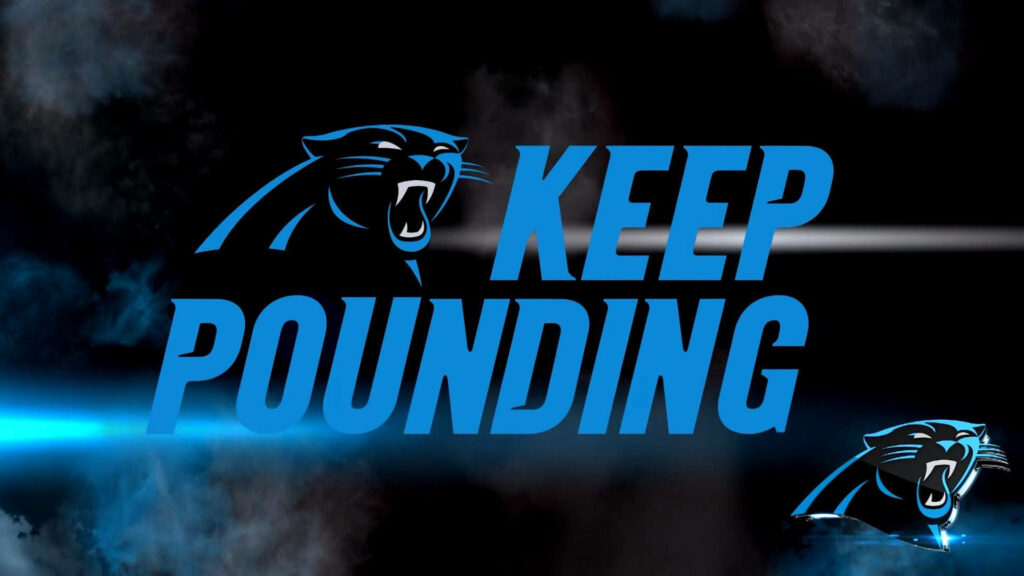 Carolina Panthers Keep Pounding wallpaper with fierce panther logo and bold blue team typography