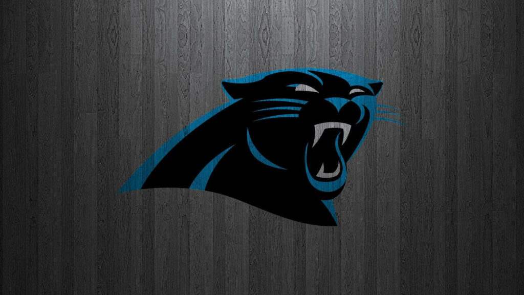 Carolina Panthers Logo on Rustic Wood Panel Wallpaper Background