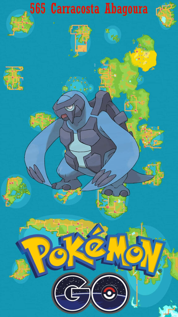Carracosta Pokémon Go wallpaper with dynamic blue gray tones and adventurous map background