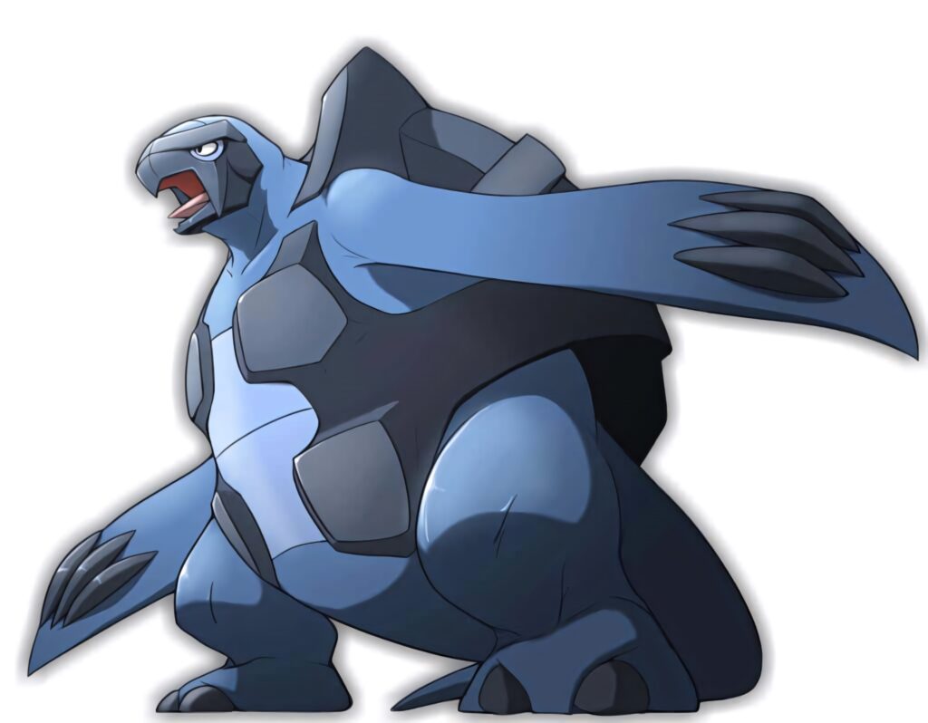 Carracosta Pokémon wallpaper with bold outlines and smooth blue tones showcasing sturdy shell