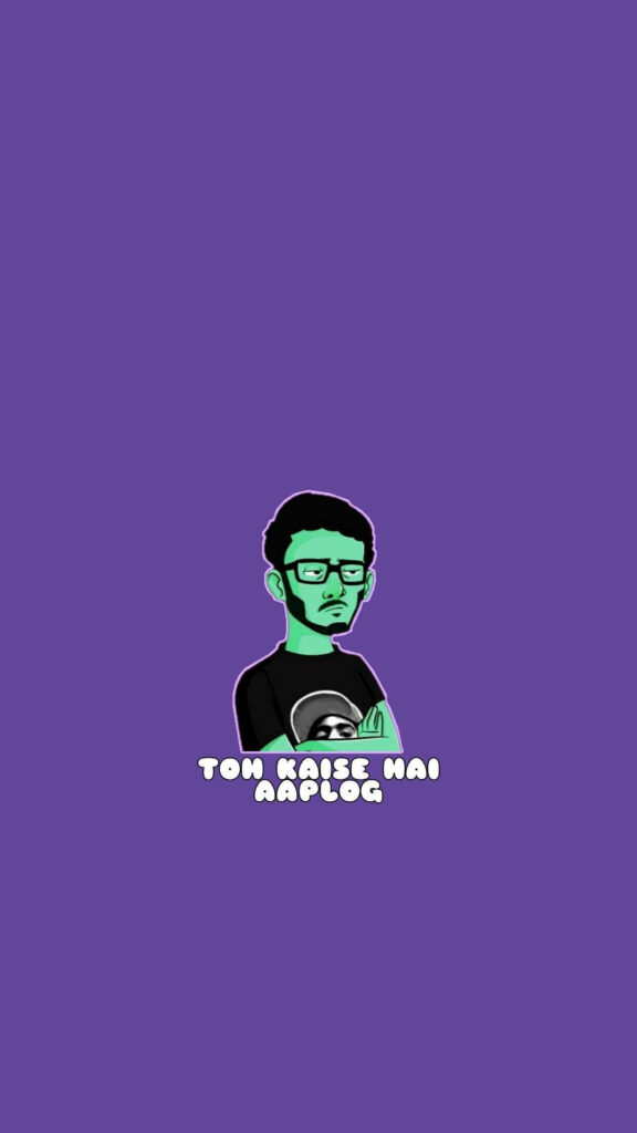 CarryMinati cartoon green character purple background Toh Kaise Hai Aaplog meme wallpaper design