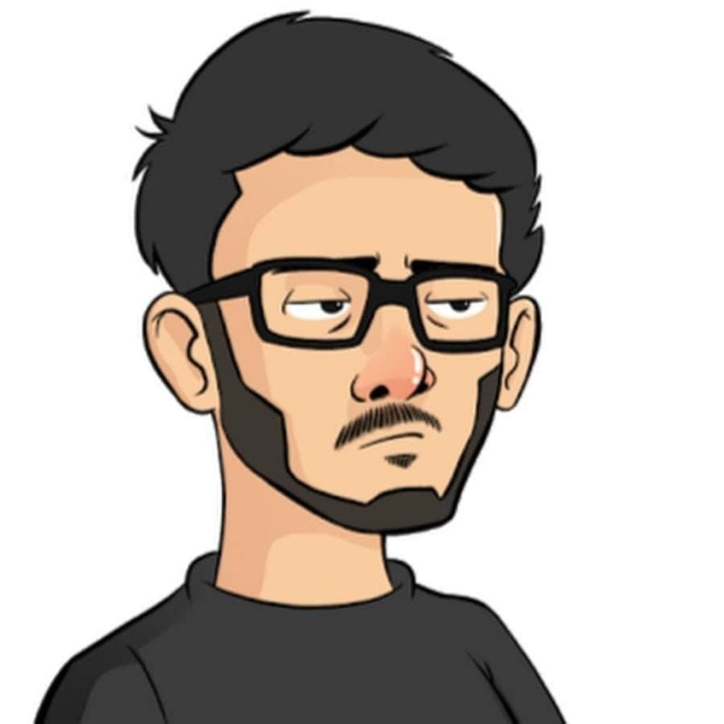 CarryMinati cartoon wallpaper 2D illustration with black glasses goatee minimalist fan art