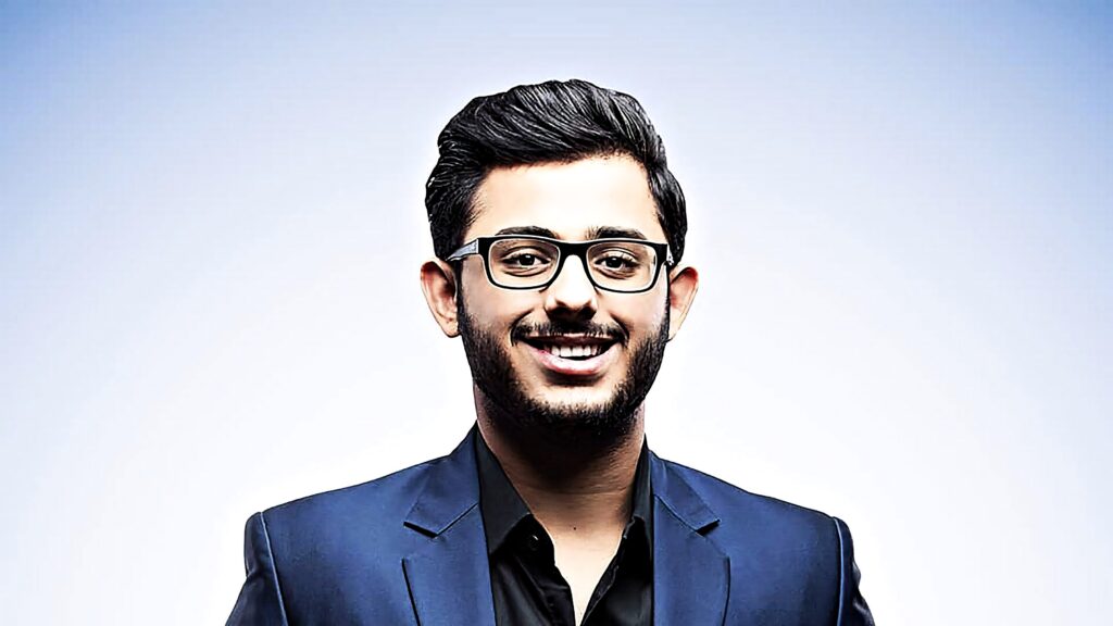 CarryMinati formal photo wallpaper navy blue suit confident smile professional high resolution portrait