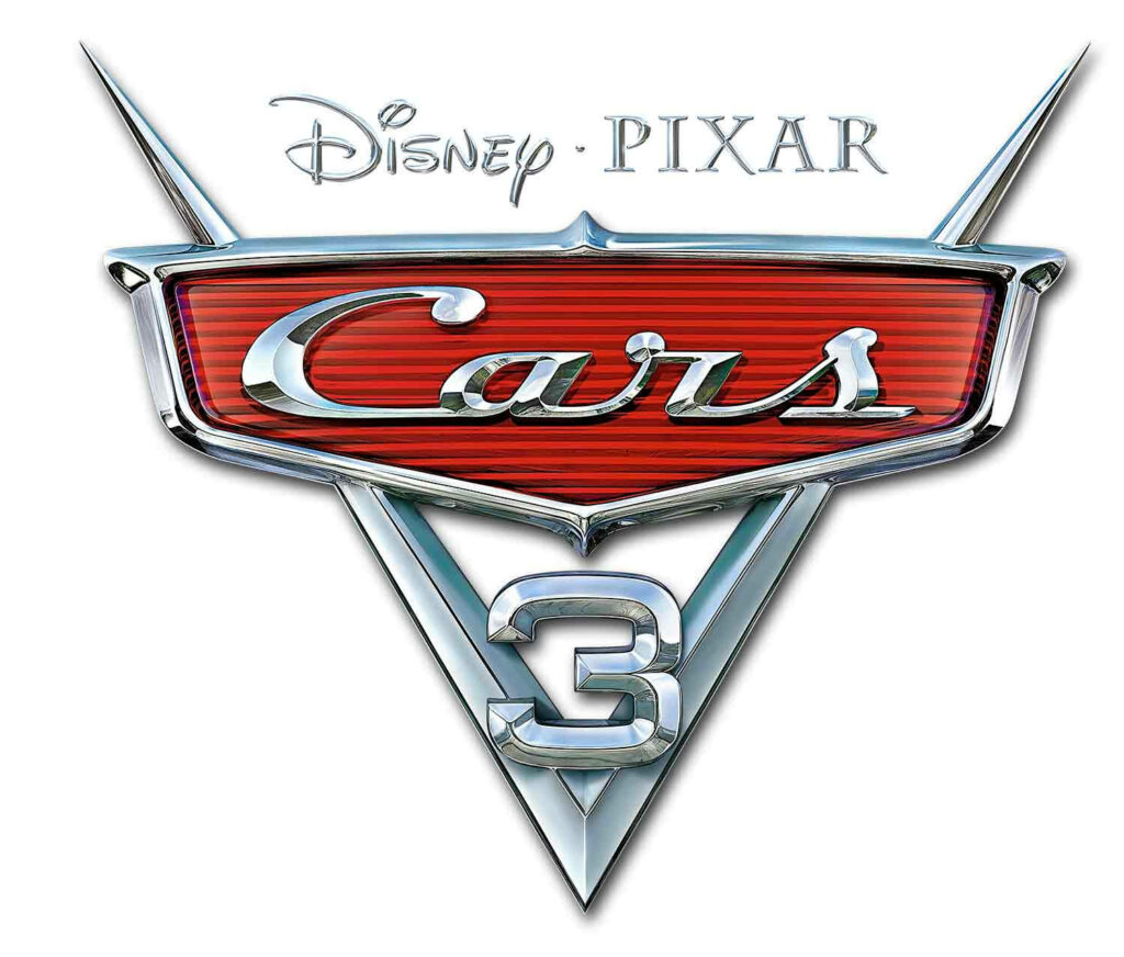Cars 3 logo wallpaper featuring bold red silver metallic emblem on white background automotive style