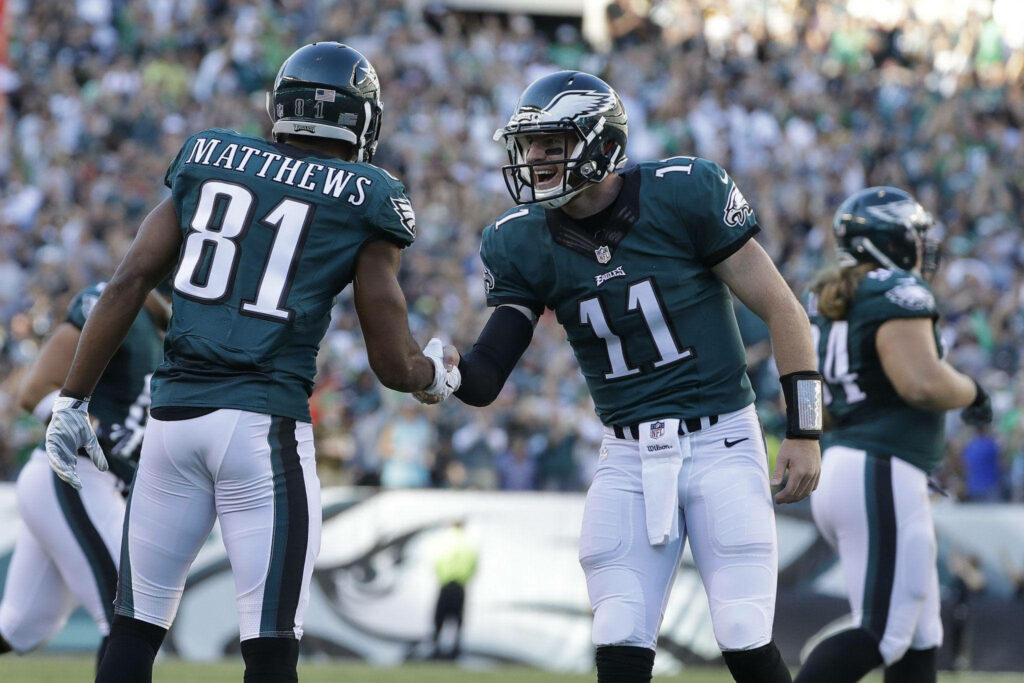Carson Wentz & Jordan Matthews: Teamwork in Action - Football Wallpaper