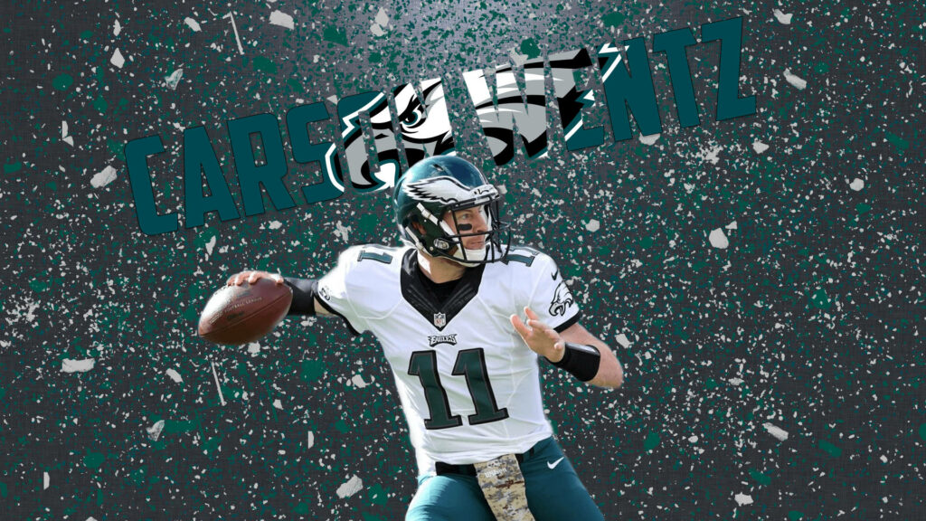 Carson Wentz Philadelphia Eagles number 11 celebrating victory with confetti and team colors Wallpaper