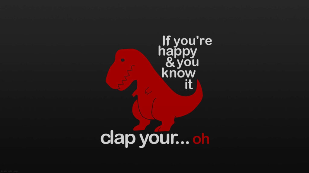Roaring Laughter: Hilarious T-Rex Cartoon Spreads Rumor About Clapping Abilities! Wallpaper