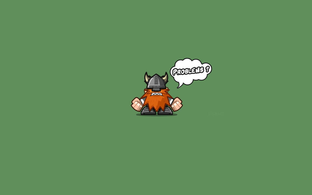 Funny Viking Character on Green Minimalist Wallpaper - Simple Humor