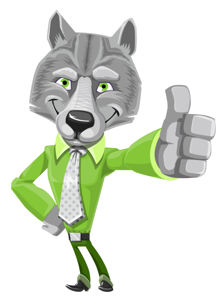 Cartoon Wolf in Business Attire: Confident & Professional Wallpaper