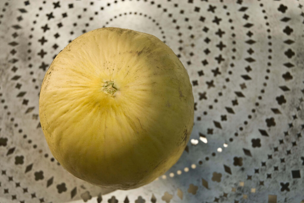 Top-Angle Casaba Melon on Decorative Surface - Stunning Wallpaper