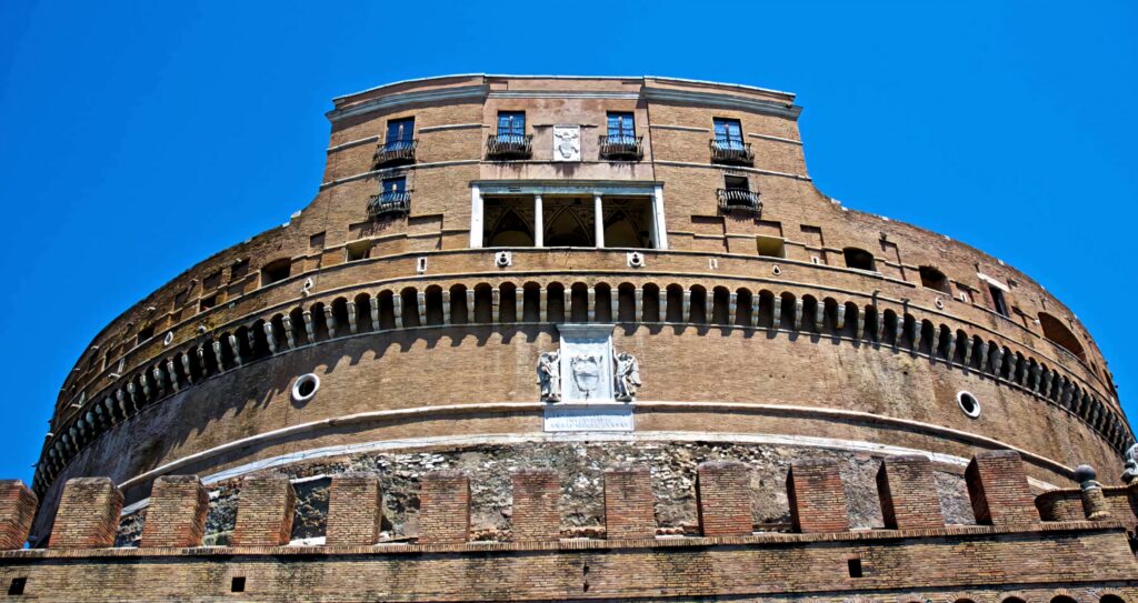 Castel Sant Angelo Rome wallpaper with historic brickwork classical Italian architecture blue sky