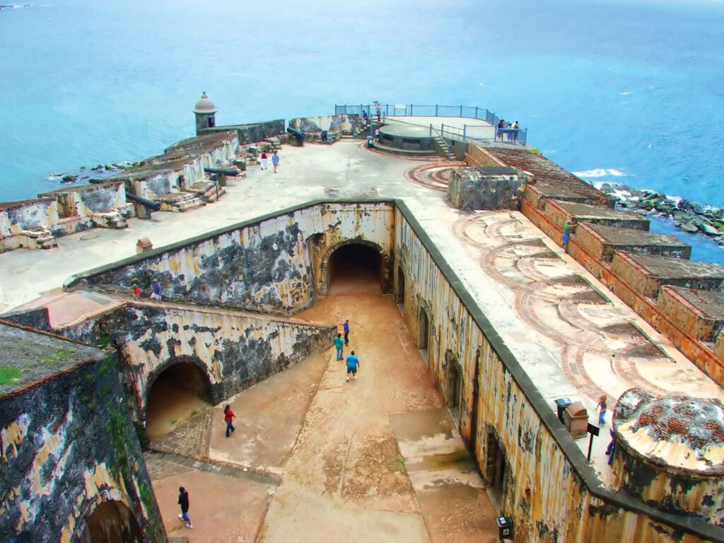 Castillo San Felipe del Morro fortress with weathered stone walls and coastal ocean views wallpaper