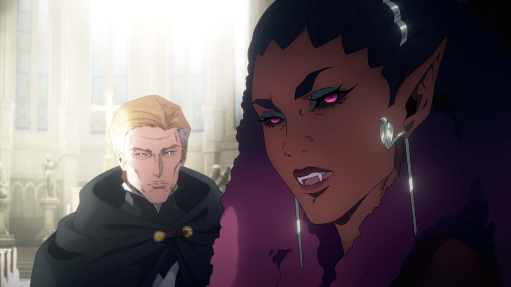 Castlevania Animated Characters Wallpaper: Intense Discussion Scene