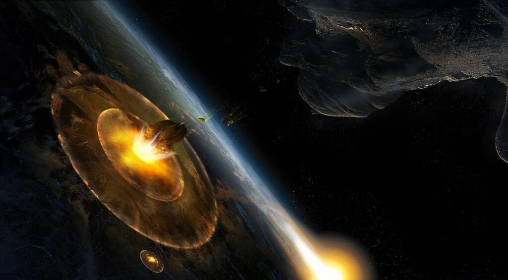 Cosmic Chaos Wallpaper: Planet Under Attack with Explosions & Asteroids