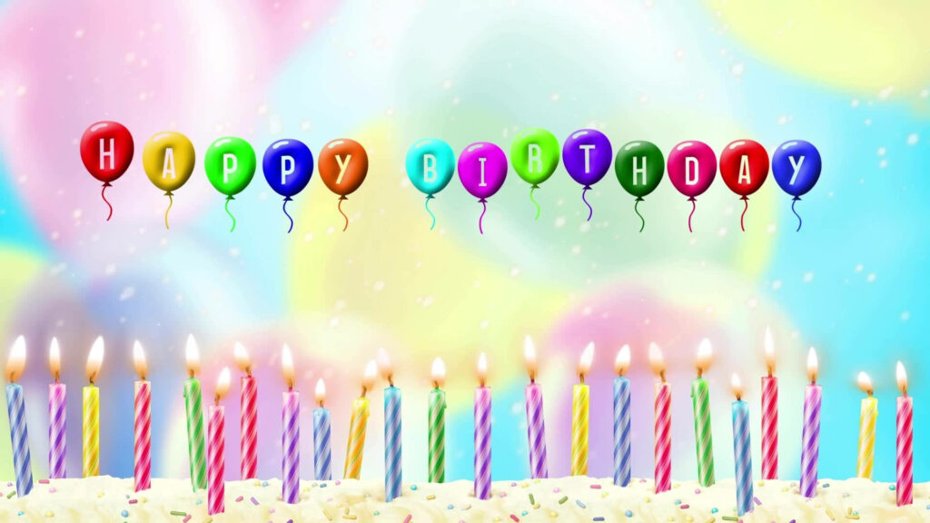 Balloons, Candles, and Cake - A Colorful Birthday Celebration Wallpaper
