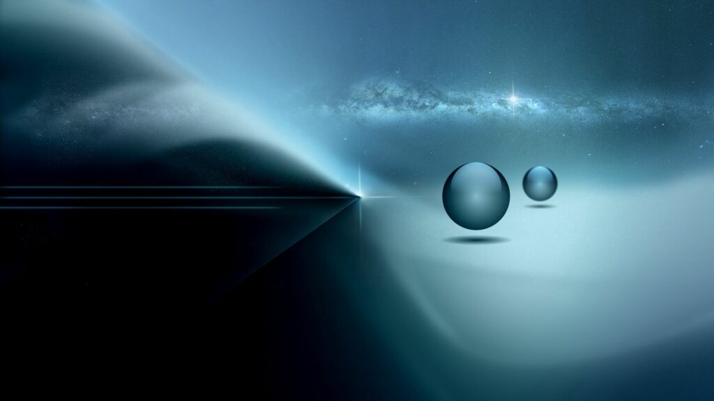 Starry Skies & Reflective Spheres: Celestial 1920x1080 Wallpaper