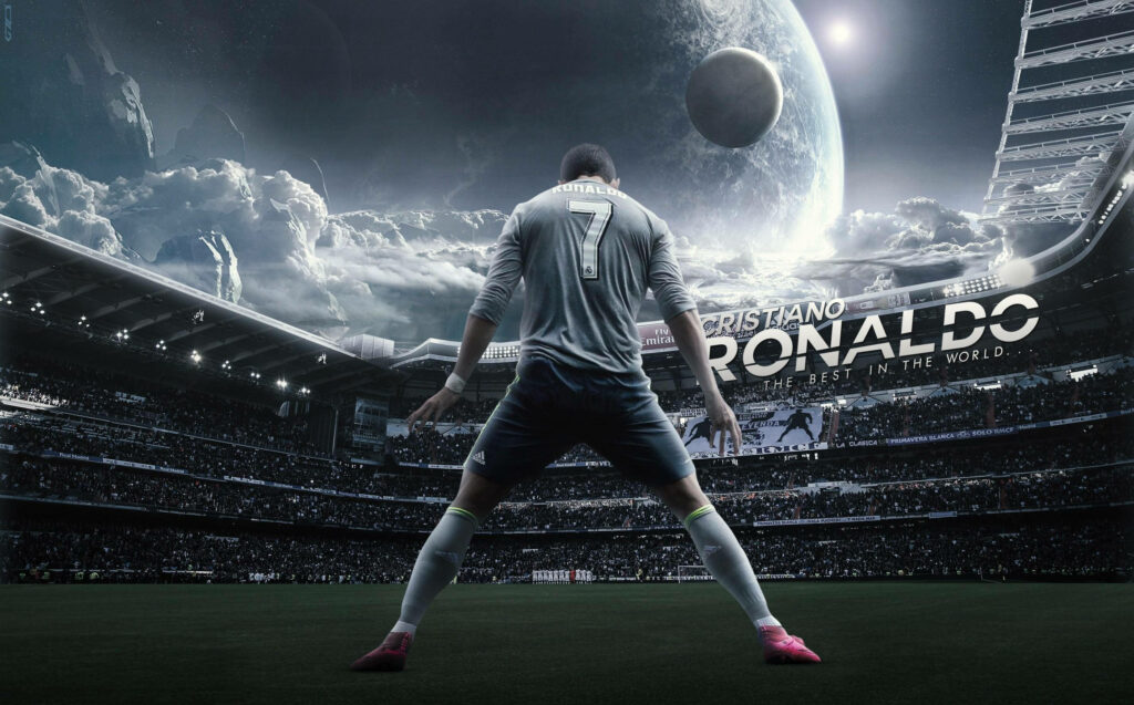 CR7: Standing Tall under the Celestial Spotlight Wallpaper