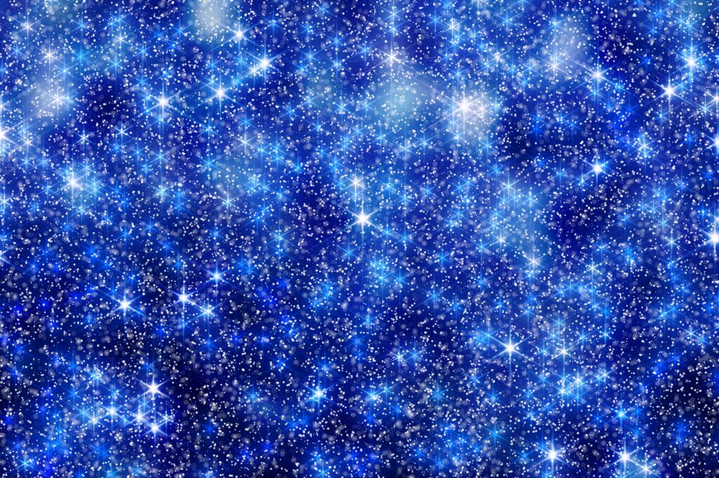 Radiant Blue Glitter Wallpaper with Stars & Snowflakes Background